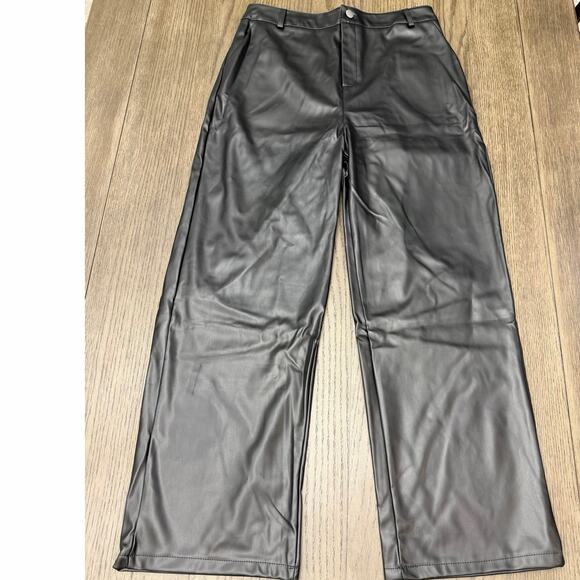 Unbranded Pants - Faux Leather Wide Leg Pants Black XL (See Measurements)